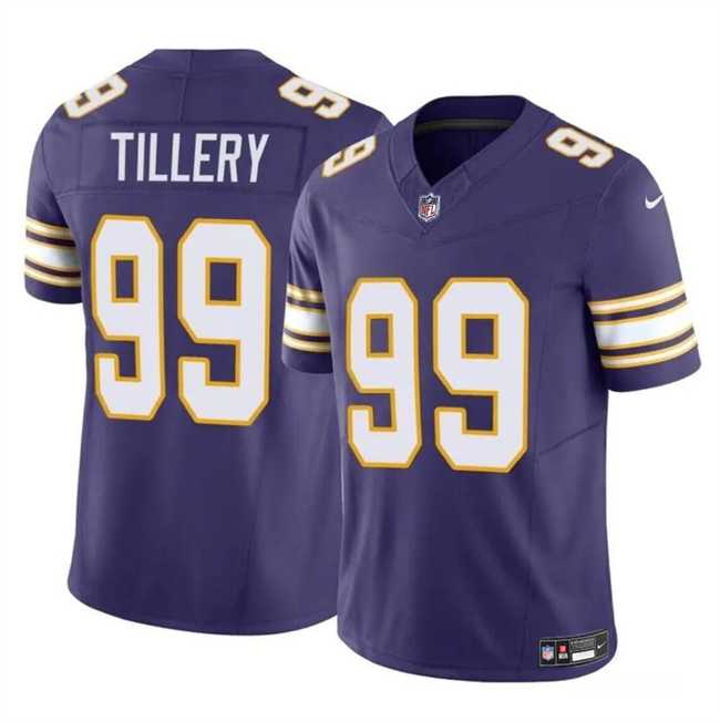 Men & Women & Youth Minnesota Vikings #99 Jerry Tillery Purple 2023 F.U.S.E. Throwback Vapor Untouchable Limited Stitched Jersey